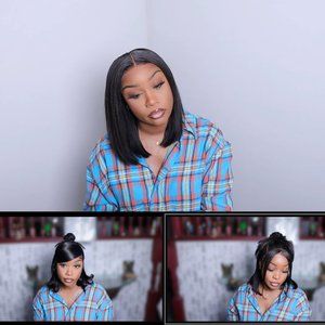 Black Yaki Straight Bob Wig